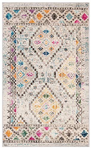 SAFAVIEH Boho Rug for Living Room, Dining Room, Bedroom - Madison Collection, Short Pile, in Grey and Yellow, 67 x 120 cm