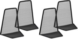 Relaxdays Set of 2 Bookends, Supports for Books, CDs, DVDs, HxWxD: app. 14.5 x 12.5 x 9 cm, Black, Steel (Pack of 2)