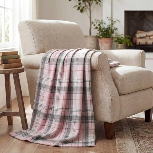 Horaldaily Pink Grey Plaid Spring Summer Decorative Throw Blanket 50x60 - Rustic Farmhouse Soft Lightweight Non-shedding Plaid Throw Blanket for Couch Sofa Bed Decoration, Ideal Gift for Kids Adults