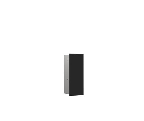 Emco Asis Pure Flush-Mounted Toilet Brush Set Module, Bathroom Cabinet with Toilet Brush, Tall Cabinet with Push to Open Function and Left Stop, Matte Black
