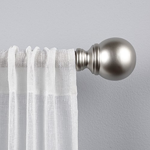 Exclusive Home Curtains Sphere Curtain Rod and Finial Set, Iron, Matte Silver, 1 x 3 x 36 cm