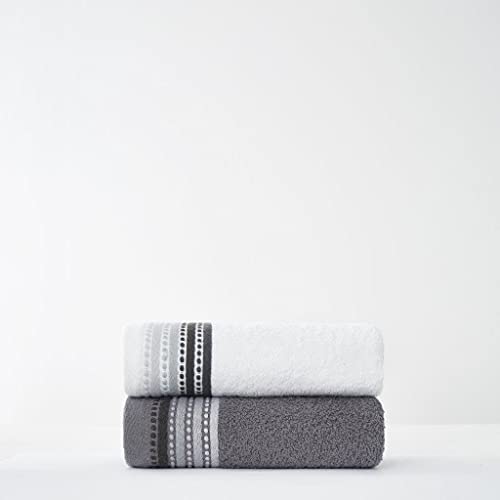 GC GAVENO CAVAILIA Premium Quality Soft Comfortable Absorbent, 2 Piece Pure 100% Pure Cotton 550 GSM Malton Hand Towel Set, Grey
