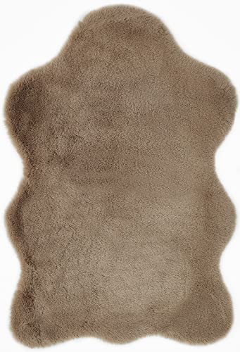 andiamo Coste Fur Rug Cosy Soft Deep-Pile Faux Fur 55 x 80 cm Taupe