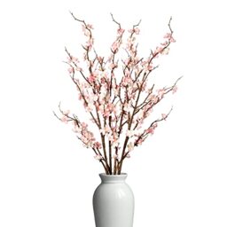 Ammyoo 4 PCS Artificial Plum Blossom Party Decorations Fake Cherry Flowers Faux Long Stems Wintersweets Silk Flowers Arrangement for Wedding Home Office Bedroom Spring Decor(Light Pink)