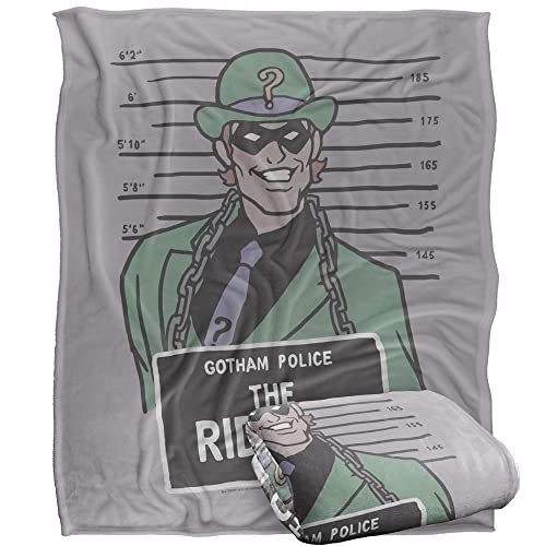 BATMAN Blanket, 152 x 127 cm The Riddler Mugshot Silky Touch Super Soft Throw Blanket