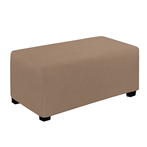Easy-Going Stretch Large Rectangle Ottoman Cover Camel - Folding Storage Footstool Furniture Protector Soft slipcover with Elastic Bottom