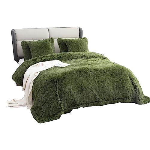 "YUSOKI Faux Fur King Blanket(Olive Green,90"" x 104""),Whithout Pillows,Winter Lightweight Plush Fuzzy Soft Cozy Microfiber Comfy Bed Blanket for Women Kids Girls Couch Sofa Washable"