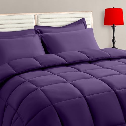 TAIMIT Purple King Comforter Set - 7 Pieces, Bed in a Bag Bedding Sets - Breathable material Flat Sheet