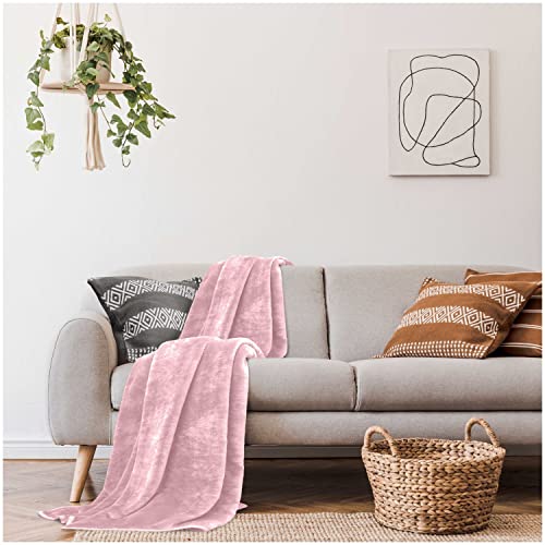 GAVENO CAVAILIA Faux Fur Throw Sofa Bed Mink Blanket, Super Soft Fluffy Easy Care Lightweight Luxury Design, Cosy Warm Settee FleeceThrows [Double (150x200 Cm), Pink], Fleece, 250043