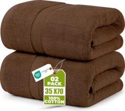 Utopia Towels - Premium Jumbo Bath Sheet (90 x 180 cm, 8 Pack) - 100% Ring Spun Cotton Highly Absorbent and Quick Dry Extra Large Bath Sheet - Super Soft Hotel Quality Towel (Dark Brown)