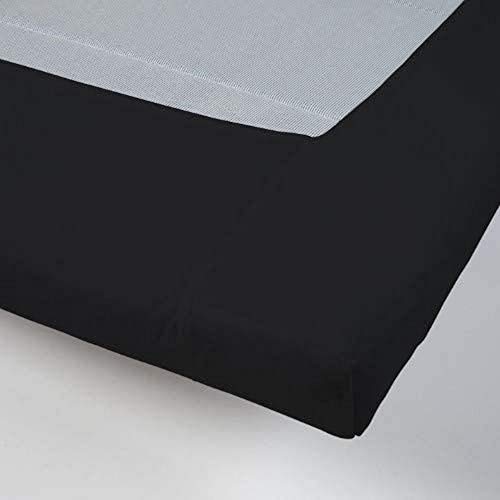 DayDream bedwear Fitted Sheets Non Iron Black, Cotton, 180 x 200 cm