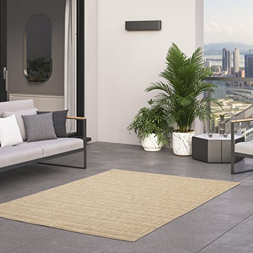 BALTA Outdoor Rug, Flat Woven Mat, Ideal for Outdoors on the Patio or Indoor, Water Resistant, Mechanical Weaving, Natural Pattern, Polypropylene, 120 x 170 cm, Brown – Cream
