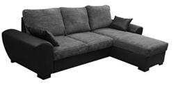 TOMMY CORNER SOFA BED GREY AND BLACK JUMBO CORD FABRIC LEATHER WITH STORAGE