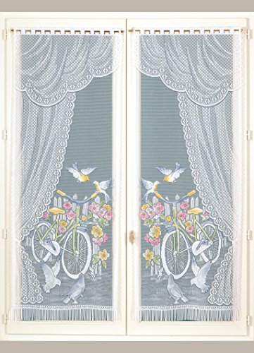 HomeMaison Pair of Fringed Curtains with Country Spirit, Polyester, Painted, 220 x 60 cm