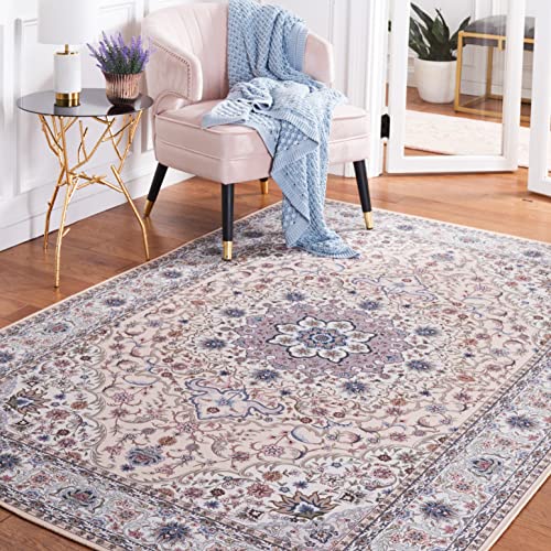 Safavieh Traditional Rug Ideal for High Traffic Areas - Machine Washable and Non Slip - Tucson Collection, Short Pile, in Green and Beige, 152 X 244 cm
