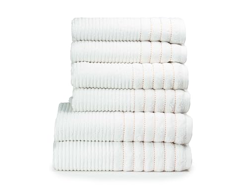 6-Pack Bathroom Hand Towels - Premium Egyptian Cotton, 650 GSM - Extra Soft, Quick-Dry & Absorbent Washable Towels - Luxury Face & Hand Towels for Home, Gym & Spa (50x80 cm) - White