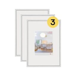walther Design Picture Frame Silver 29,7 x 42 cm (DIN A3) with Art Glass 3-Pack, New Lifestyle Plastic Frame KVX342S3