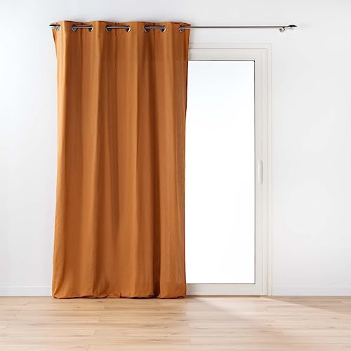 Douceur d'Intérieur, Curtain with eyelets (135 x 260 cm) Twily Camel, Cotton/Recycled Polyester