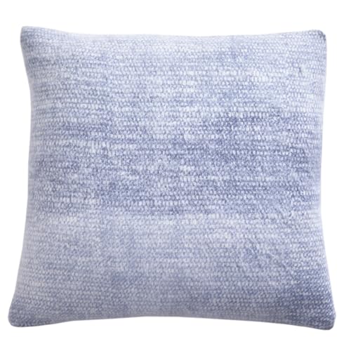 Drift Home - Blue Gradient Cushion (43 x 43cm) - Sustainable Recycled Cotton - Filling Included - Dip Dyed With Insert - Textured Design - Matching Throw Available