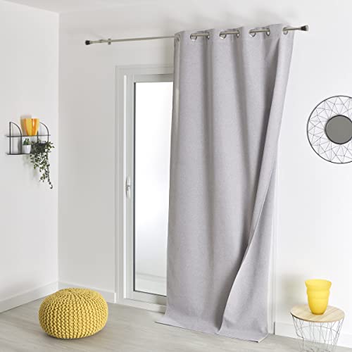 HomeMaison.com Thermal Blackout Curtain Double Sided Grey 135x260cm Eyelet Curtain Silver Opaque Window Thermal Insulated Cold Resistant