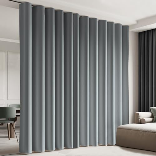 Cbsroro Room Divider Blackout Curtain Track Curtains Wall Dividers Panels Screen for Living Rooms Bedroom Office Privacy Partition Separation, W100 ?? L108 Inch,1 Panel, Light Grey
