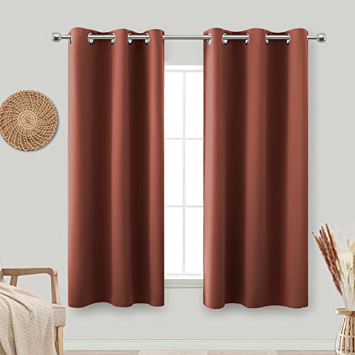 Grommet Insulated Thermal Room Darkening Blackout Curtains-Terracotta-34x45