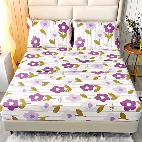 SDIII 4PCS Purple Floral Twin XL Sheets, Microfiber Purple Floral Sheets Twin XL, Wrinkle and Fade Resistant, Floral Twin XL Bed Sheets Set on Amazon