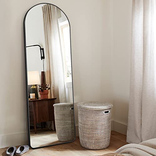 "KIAYACI Arched Full Length Mirror With Stand - Floor and Wall Mounted for Bedroom Dressing (Black, 59"" x 20"")"