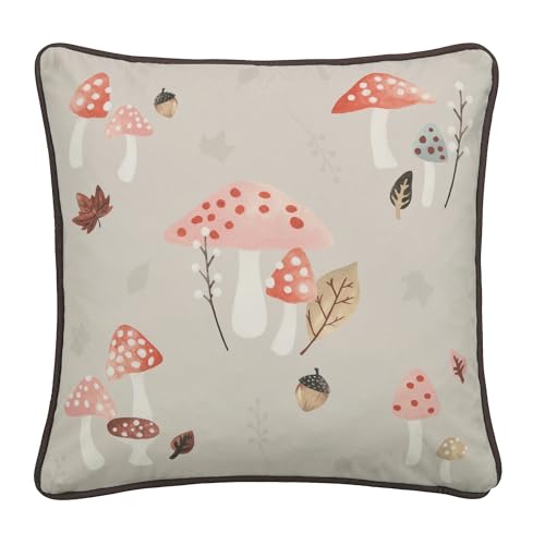 Fusion Woodland Dreams Velvet Cushion Cover, Floral Pattern, Decorative, 1 Piece, 43 x 43 cm, Chocolate, 100% Recycled Polyester, Square