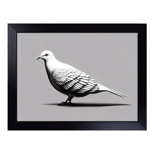 Lap Tray with Bean Bag Cushion, Blessed Dove Bird - Handmade in the UK, Raised Wooden Edge, Padded Cushion, Heat-Resistant Wipe-Clean Surface, for Meals, Laptops and Crafts
