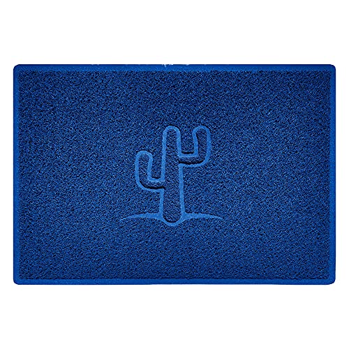 Nicoman Cactus Embossed Shape Door Mat Dirt-Trapper Washable Barrier Doormat-(Use Indoor or Sheltered Outdoor)-(90x60cm/3x2ft,Large) Blue