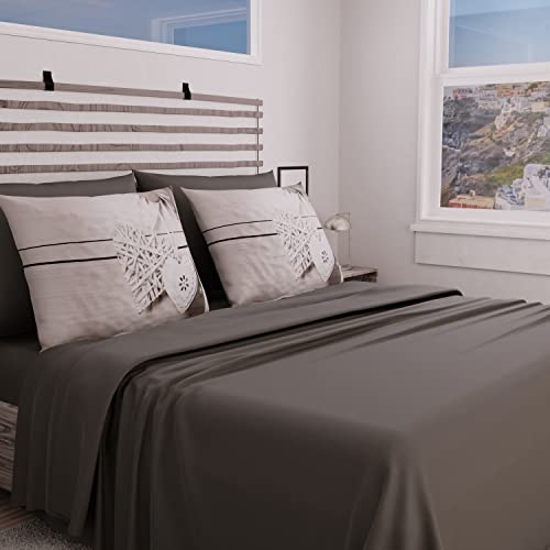 PETTI Artigiani Italiani - Complete Bed Set, Double Sheets, Shabby White Sheets, Double Bed Set, Printed on Pillowcases Only 100% Made in Italy