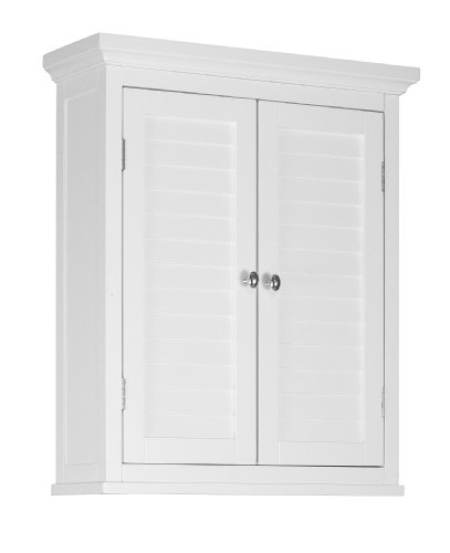 VERSANORA Teamson Home Wooden Bathroom Wall Cabinet, White Bathroom Storage, Wall Mounted Bathroom Storage Cabinet with Two Doors and Interior Shelf