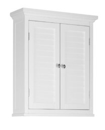 VERSANORA Teamson Home Wooden Bathroom Wall Cabinet, White Bathroom Storage, Wall Mounted Bathroom Storage Cabinet with Two Doors and Interior Shelf