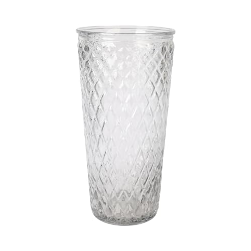 Homéa, Vase High Glass Embossed Diamond Ø11.5 x H23cm