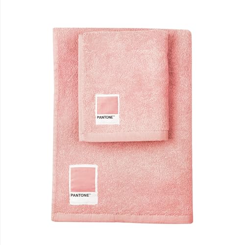 PANTONE™ – Face and Bidet Towels in 100% Pure Cotton Terry Towel, Oeko-Tex Certified 100% Cotton, Face and Guest Bath Towel Set, 50 x 100 cm and 40 x 50 cm, Soft Absorbent Also Suitable as Gym Towel