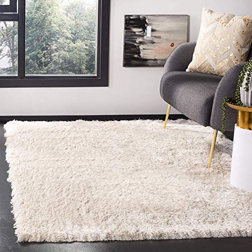 Safavieh Shaggy Indoor Woven Accent Area Rug, Paris Shag Collection, SG511, in Ivory, 61 X 91 cm for Living Room, Bedroom or Any Indoor Space
