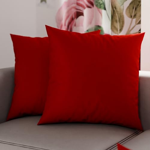 PETTI Artigiani Italiani - Pair of Pillowcases 45x45 cm in Microfiber, Bedroom Cushions, Sofa, Set of 2 Cushion Covers, Solid Color Burgundy Pillowcase, 100% Made in Italy