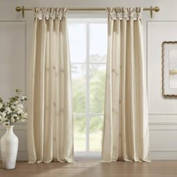 Madison Park Emilia Faux Silk Single Curtain with Privacy Lining, DIY Twist Tab Top, Window Drape for Living Room, Bedroom and Dorm, 50x120, Champagne