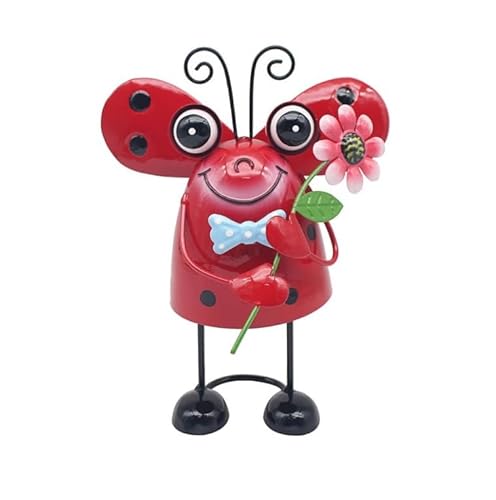 Lesser & Pavey Ladybird with Flower Garden Ornaments - Lovely Gardening Gifts For Women & Men - Designed By Bright Eyes - Gardens Decorations For Any Garden