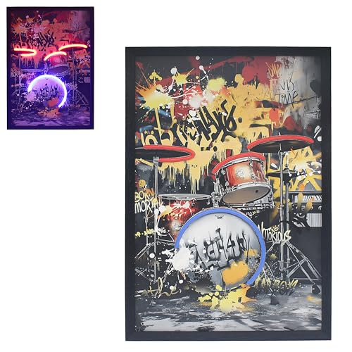 Lesser & Pavey Wall Art – Rock Drum Kit Mini Bricks for Living Room Decor & Bedroom Walls - Stylish Canvas Wall Art for Decorative Home Accessories - Lovely Birthday Gifts for Women & Men