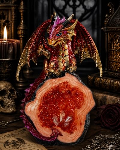 "ICE ARMOR 5"" H Blue Baby Dragon with Faux Faux Crystal Egg Nest Statue Figurine - Exquisitely Detailed Mythical Dragon Figurine Sculpture, Hand Painted Collectible Statue for Fantasy Enthusiasts"