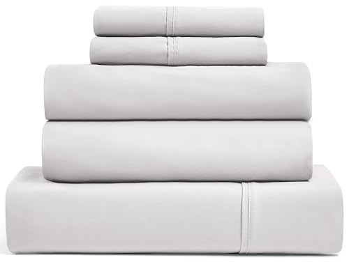 UGG 33611 Hedi Split King Bed Sheet and Pillowcase 5-Piece Set Sleep in Luxury Machine Washable Deep Pockets Wrinkle-Resistant Breathable Cozy Comfort Silky Cooling Sheets, Split King, Stone