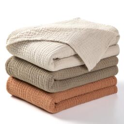 lulumoon Baby Muslin Blanket - Soft Cotton Blanket for Baby Receiving Neutral Blanket 3 Pack (Olive)