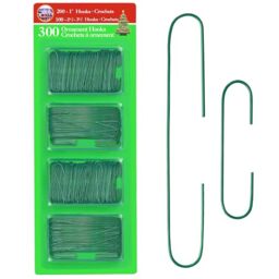 R'ND's 300 Pack Ornament Hooks Christmas Tree Decorating Hangers- Metal Wire Ornament Hooks for Christmas Tree Decoration Hanging (Green)