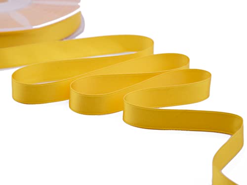 Furlanis - Double Satin Ribbon, Decoration, Gift, Christmas Packing, Wedding, Party, Made in Italy - Sun Yellow, 16 mm x 50 m