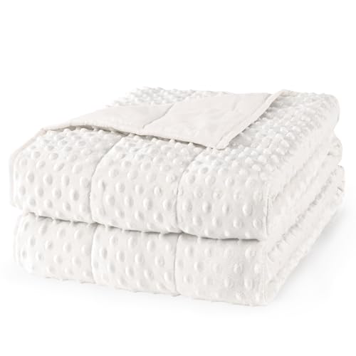 Mr. Sandman Weighted Blanket for Adults, Heavy Blanket for Woman,Man Sleeping/Calm, Soft and Cozy Weighted Throw Blankets, Machine Washable, 48 x 72in, 15 lbs, White