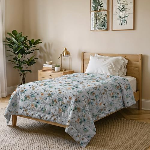 Karma Line Summer Quilt Made in Italy Printed Soft Microfibre Bedspread - Spring Summer Mid-Season Quilt - Ramage, Queen Size 200 x 240 cm