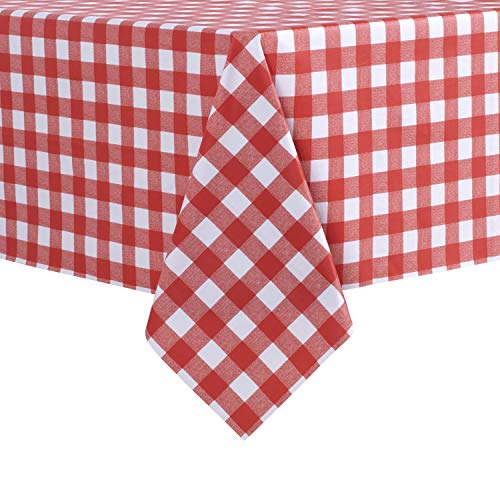 sancua Checkered Vinyl Square Tablecloth Table Cloth, 54x54 Inch - 100% Waterproof Oil Proof Spill Proof PVC Table Cloth, Wipe Clean Cover for Dining Tables, Buffet Parties, Red and White