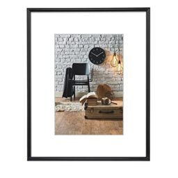 Hama Seville Picture Frame 40 x 50 cm (Plastic Frame, Photo Frame, Portrait Format, Landscape Format, for Hanging, Hanging Device, with Mount, Shatterproof, Picture Size 28 x 35 cm, Polystyrene) Black
